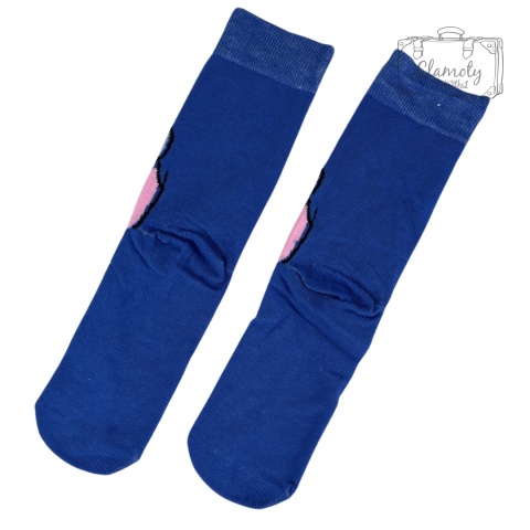 Skarpetki Damskie Długie Niebieskie 36-40 Stitch Z Kaczką Na Głowie