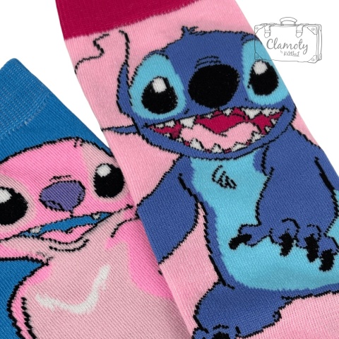 Skarpetki Damskie Różowo Niebieskie 36-40 Angel & Stitch Motyw Aloha
