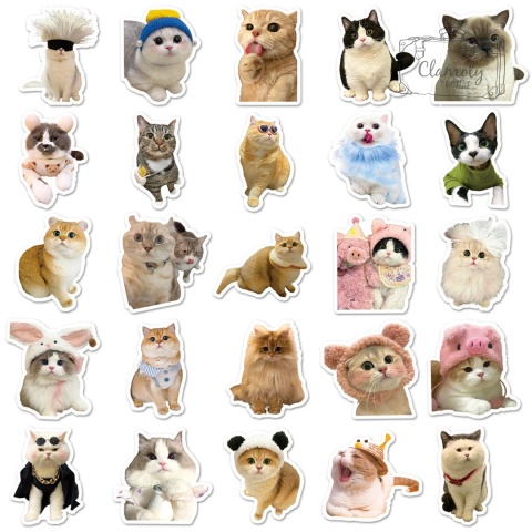 Zestaw Naklejek Wlepki StickerBomb Słodkie Koty Ubrankach N671
