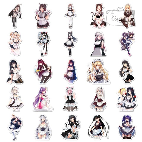 Zestaw Naklejek Wlepki StickerBomb Anime Girl Anime Maid Cat Ears N673