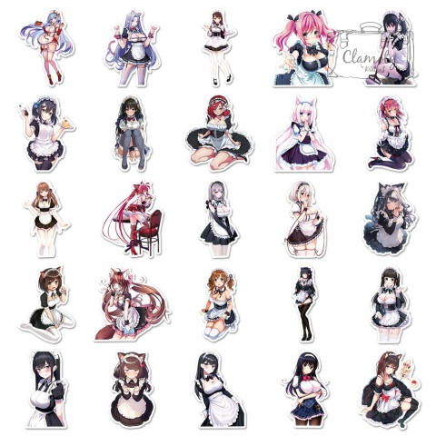 Zestaw Naklejek Wlepki StickerBomb Anime Girl Anime Maid Cat Ears N673