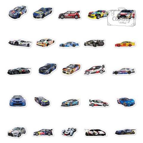 Zestaw Naklejek Wlepki StickerBomb Sportowe Rajdowe Samochody N676