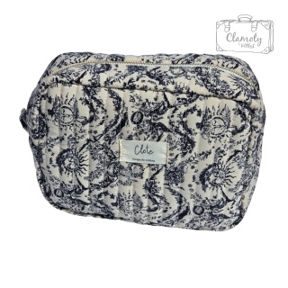 Kosmetyczka Damska Beżowo Czarna Wzory Na Suwak 25x20 Cm Clote