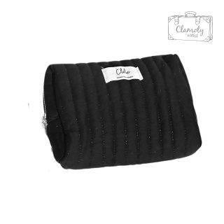 Kosmetyczka Damska Czarna Pikowana Na Suwak 25x20 Cm Clote