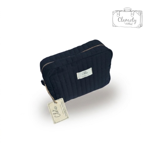 Kosmetyczka Damska Czarna Pikowana Na Suwak 25x20 Cm Clote