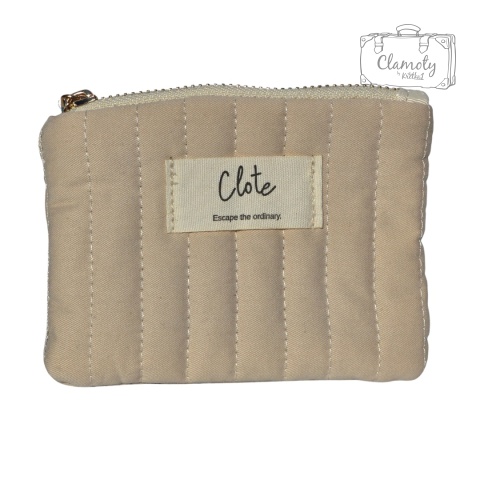 Portmonetka Portfelik Materiałowy Pikowna Beżowa Na Suwak 10x12 Cm