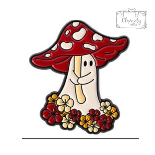 Metalowa Przypinka Muchomor Grzyb Grzybek Z Kwiatami Parasolka Pin