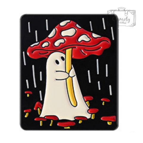 Metalowa Przypinka Grzybek Muchomor Deszcz Parasolka Grzybobranie Pin