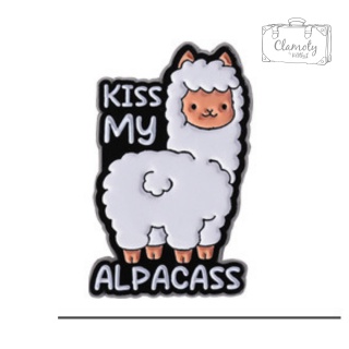 Metalowa Przypinka Kiss My Alpacass Alpaka Pocałuj Mnie Pin