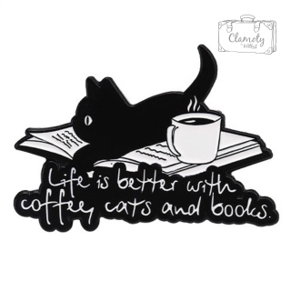 Metalowa Przypinka Life Is Better With Cat And Books Lovers Kot Pin