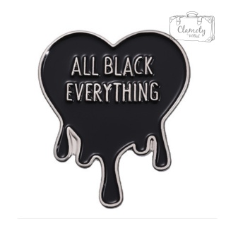 Metalowa Przypinka Czarne Serce All Black Everything Czarny Pin