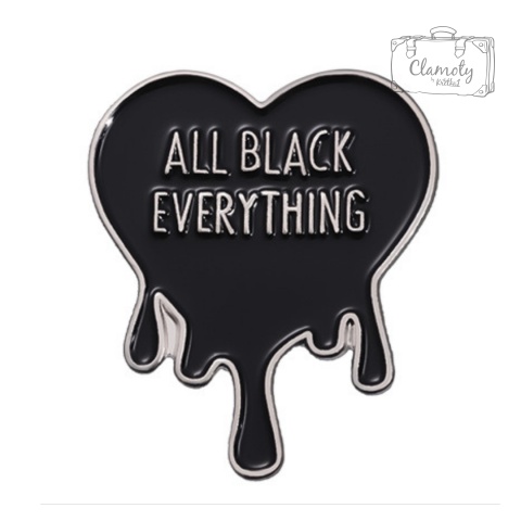 Metalowa Przypinka Czarne Serce All Black Everything Czarny Pin