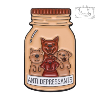 Metalowa Przypinka Psy Pieski W Słoiku Anti Depressants Pin