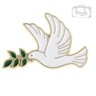 Metalowa Przypinka Gołąb Z Gałązką Ptak Biały Ślub Przysięga Pin