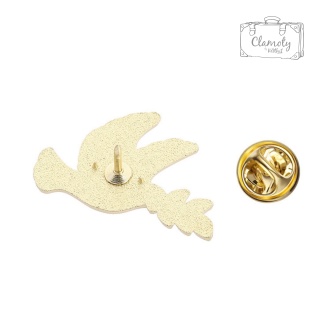 Metalowa Przypinka Gołąb Z Gałązką Ptak Biały Ślub Przysięga Pin