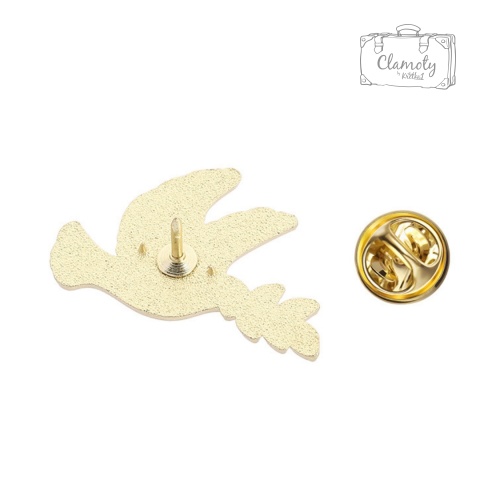 Metalowa Przypinka Gołąb Z Gałązką Ptak Biały Ślub Przysięga Pin