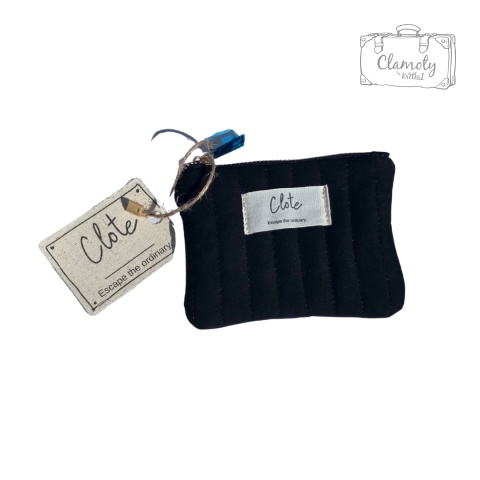 Portmonetka Portfelik Materiałowy Pikowna Czarna Na Suwak 10x12 Cm