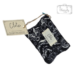 Portmonetka Portfelik Materiałowy Pikowna Czarno Biała Na Suwak 10x12 Cm