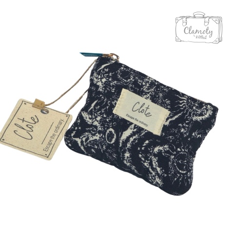 Portmonetka Portfelik Materiałowy Pikowna Czarno Biała Na Suwak 10x12 Cm