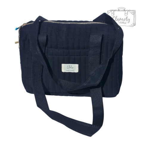 Torba Torebka Damska Beżowo Czarna Pikowana 2 Ramiączka 30x20 Cm Na Suwak