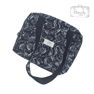 Torba Torebka Damska Czarno Biała Pikowana 2 Ramiączka 30x20 Cm Na Suwak