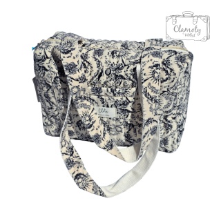 Torba Torebka Damska Beżowo Czarna Pikowana 2 Ramiączka 30x20 Cm Na Suwak