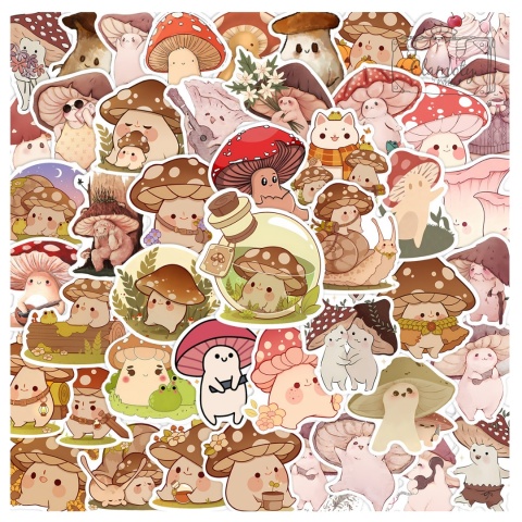 Zestaw Naklejek Wlepki StickerBomb Słodkie Grzybki Muchomory N683