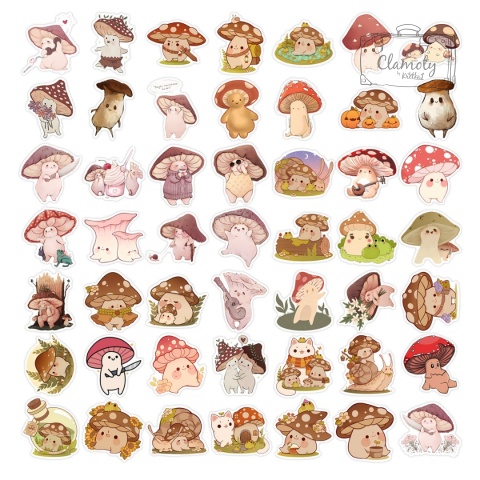 Zestaw Naklejek Wlepki StickerBomb Słodkie Grzybki Muchomory N683