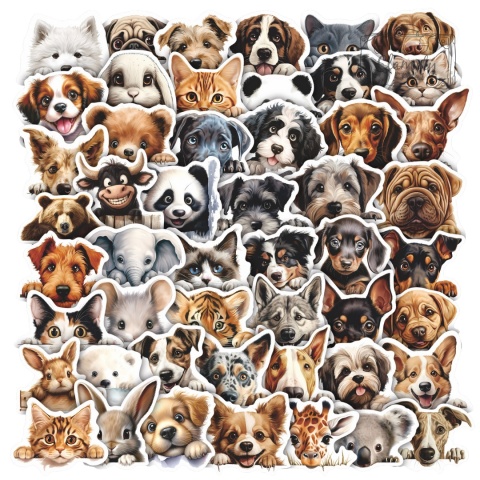 Zestaw Naklejek Wlepki StickerBomb Słodkie Zwierzątka Koty Psy N685