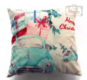 CUSHION COVER PILLOW BLUE BEETLE WITH PRESENTS
