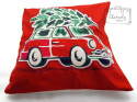 CHRISTMAS PILLOW PAINTED RED CAR