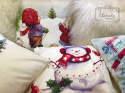 CUSHION COVER PILLOW SNOWMAN IN GREEN HAT