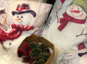 CUSHION COVER PILLOW SNOWMAN WITH A RED SCARF