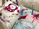 CUSHION COVER PILLOW SNOWMAN WITH A RED SCARF