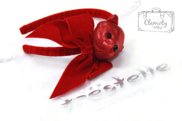 BEAUTIFUL RED HEADBAND WITH BOW WITH TEDDY BEAR